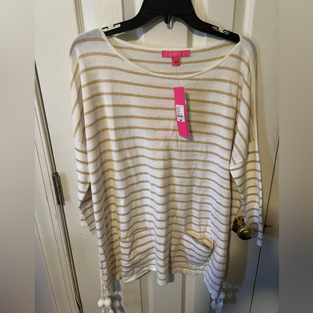 NWT Lilly Pulitzer Elba Sweater Coconut Coastal Sail Stripe